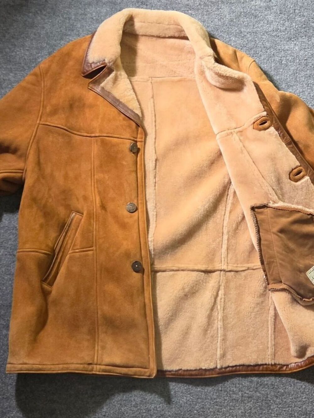 Vintage Lone Pine Shearling Coat 48 Real Leather Sheepskin - Picture 3 of 15